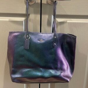 Purple, iridescent coach purse